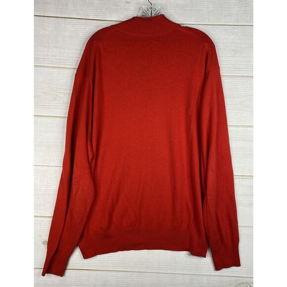 Orvis Sweater Mens L Red 1/4 Zip Long Sleeve Mock Neck Cotton Silk Cashmere - Picture 10 of 10